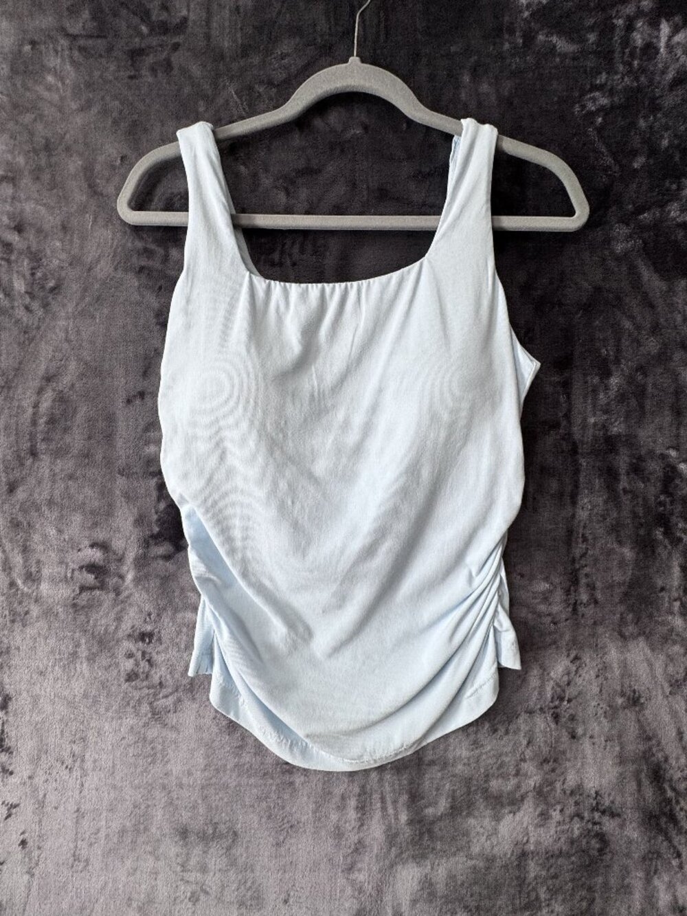 OGL Powder Blue Ruched Tank Top Built in Bra Shelf Camisole Womens sz L